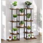 Dandibo - tagre  fleurs intrieur mtal noir 6 niveaux bois 96584 porte - plantes 100 cm design de ...