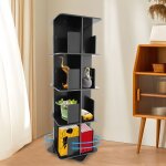 Tagre  livres noire  quatre niveaux avec rotation  360 degrs, tagre  base carre, bibliothque ...