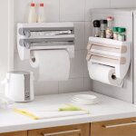 Feiyue - tagre de rangement pour film alimentaire de cuisine avec coupe - papier et support mural pour ...