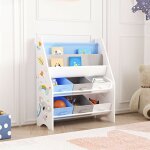 [en. casa] - tagre de rangement ponteceso pour enfant avec 6 bacs ouverts blanc / gris / bleu