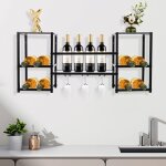 Tag�re � vin murale industrielle, noir, porte - bouteille en m�tal, multi fonctionnel, stockage de bouteilles ...