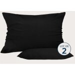 Taie oreiller 40x60 lot de 2 - housse coussin douce et bross�e, toucher peau de p�che - noir - sollbry ...