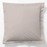 Taie d'oreiller 65 x 65cm - 100% coton - coloris: beige - finition avec volant plat - fibres naturelles ...