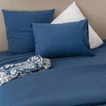 Taie d'oreiller en coton lav� bleu p�trole 50x70 cm