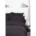 Taie d'oreiller - cote deco - uni - coton - noir - 50x70 cm - finition volant 3 cm