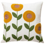 Taie d'oreiller d�corative, ensemble de coussin de coussins de broderie carr�e, motif floral de plante ...