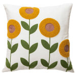 Taie d'oreiller d�corative, ensemble de coussin de coussins de broderie carr�e, motif floral de plante ...