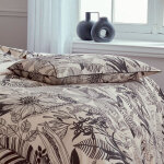Taie d'oreiller aux impressions noires beige 50x70 cm