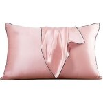 Taie d'oreiller - non sp�cifi� - carr� - soie m�rier - couleur rose - lavable, lot de 1