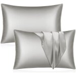 Taie d'oreiller en satin de soie pour cheveux et peau queen lot de 2 taies d'oreiller douces housses ...