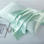 Taie d'oreiller en soie de műrier naturelle, soie, vert clair, standard 50x75cm Taie d'oreiller en soie de műrier naturelle, soie, vert clair, standard 50x75cm
