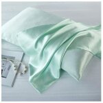 Taie d'oreiller en soie de m�rier naturelle, soie, vert clair, standard 50x75cm - sollbry