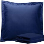 Taie d'oreiller volant plat 65 x 65 cm, lot de 2 housse de coussin en microfibre super douceur, bleu ...
