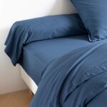 Taie de traversin coton lav� someo bleu marine 140 cm - celeste