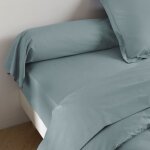 Taie de traversin coton percale bleu 140 cm - someo - morphee