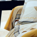 Taie de traversin en percale de coton au style ethnique chic jaune 86x140 cm