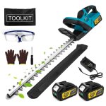 Taille - haies sans fil 52cm avec 2 poign�es et garde 2x 4. 0ah 21v robuste et l�ger pour coupe haies ...