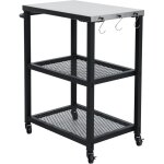 Taino - chariot de barbecue netis, support de barbecue roulant avec roulettes, noir