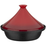 Tajine en fonte massive - gsw - 30 x 22 cm - couvercle c�ramique - induction - rouge