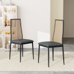 Lot de 2 chaises - tissu, chaise de salle  manger avec dossier confortable en rotin, pieds en bois - ...