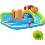 6 en 1 chteau gonflable avec parc aquatique et trampoline, toboggan, mur de lancer, panier de basket, ...