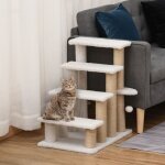 Tanant - arbre � chat, escalier pour animaux avec griffoir, si�ge rembourr�, avec 1 boule de poils, convient ...