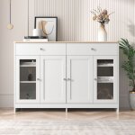 Tanant - buffet avec 2 tiroirs et 4 portes 120 cm - porte vitr�e, buffet de rangement scandinave pour ...
