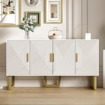 Tanant - buffet avec 4 portes 150 cm - garniture textur�e brillante et poign�es dor�es, �tag�res r�glables, ...