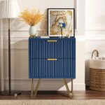 Commode 50x40x35cm - avec 2 tiroirs coulissants, pieds en métal, buffet pour chambre, commode design ... Commode 50x40x35cm - avec 2 tiroirs coulissants, pieds en métal, buffet pour chambre, commode design ...