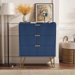 Commode 70x60x40cm - avec 3 tiroirs coulissants, pieds en métal, buffet pour chambre, commode design ... Commode 70x60x40cm - avec 3 tiroirs coulissants, pieds en métal, buffet pour chambre, commode design ...