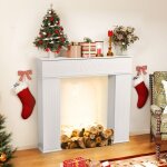 Tanant - console manteau de chemin�e d�corative - avec rangement, compartiment secret, 107x100 cm - blanc ...