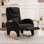 Tanant - rocking chair avec repose - pieds, fauteuil  bascule avec dossier confortables, une poche latrale, ...