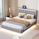 Tanant - lit adulte 140x190 cm, lit flottant avec led et 2 ports usb, tête de lit réglable, sommier à ... Tanant - lit adulte 140x190 cm, lit flottant avec led et 2 ports usb, tête de lit réglable, sommier à ...