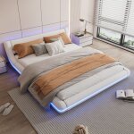 Tanant - lit adulte 160x200cm, lit capitonné avec tête de lit éclairée par led, sommier à lattes en bois, ... Tanant - lit adulte 160x200cm, lit capitonné avec tête de lit éclairée par led, sommier à lattes en bois, ...