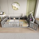 Tanant - lit cabane 90 x 200 cm - lit enfant avec garde - corps, sommier à lattes, rangements, design ... Tanant - lit cabane 90 x 200 cm - lit enfant avec garde - corps, sommier à lattes, rangements, design ...