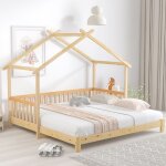 Tanant - lit cabane 90x200cm, lit enfant avec sommier � lattes extensible, bois massif, design moderne ...