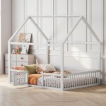 Tanant - lit cabane enfant 140x200 cm avec barrière de sécurité, sommier à lattes, lit plat, lit simple ... Tanant - lit cabane enfant 140x200 cm avec barrière de sécurité, sommier à lattes, lit plat, lit simple ...