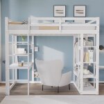 Tanant - lit mezzanine 140 x 200 cm, lit enfant avec bureau et cintre, protection antichute, escalier, ... Tanant - lit mezzanine 140 x 200 cm, lit enfant avec bureau et cintre, protection antichute, escalier, ...