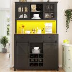 Tanant - meuble de cuisine, 105�38�180cm, buffet de cuisine haut, vitrine, meuble buffet avec �tag�res ...