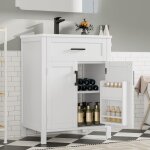 Tanant - meuble simple vasque, meuble de salle de bain avec tiroirs et portes de rangement, �tag�re r�glable, ...