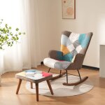 Tanant - rocking chair, fauteuil � bascule en tissu - rocking chair confortable avec repose - pieds, ...
