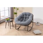 Tanant - rocking chair, fauteuil rembourr�e - chaise ber�ante en rotin d'ext�rieur, cadre en acier, style ...