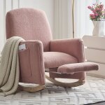 Tanant - rocking chair avec repose - pieds, fauteuil  bascule en tissu teddy, une poche latrale, dossier ...