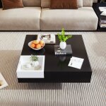 Tanant - table basse avec éclairage led 72 x 72 x 30 cm, table de salon haute brillance, table d'appoint ... Tanant - table basse avec éclairage led 72 x 72 x 30 cm, table de salon haute brillance, table d'appoint ...