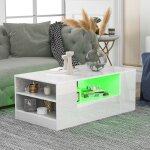 Tanant - table basse fixe avec led 95cm, meuble de salon brillant, table basse, 2 tiroirs et 2 étagères, ... Tanant - table basse fixe avec led 95cm, meuble de salon brillant, table basse, 2 tiroirs et 2 étagères, ...