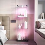 Tanant - vitrine en verre, avec 3 �tag�res avec �clairage led tactile, porte simple, base en m�tal, vitrine ...