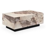 Mobilier deco - tania - table basse rectangulaire marbre d'ingénierie beige et marron Mobilier deco - tania - table basse rectangulaire marbre d'ingénierie beige et marron