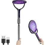 Tapette  moustiques 2 en 1, poigne allonge et tte de grille rotative haute pression, tapette  moustiques ...