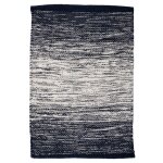 Tapis 40 x 60 cm en coton brod� avec d�grad� de bleu vieilli ? saphir