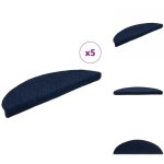Tapis autoadh�sifs 5 pcs bleu marine 56x17x3 cm aiguillet� - tapis d'escalier - tapis marche - tapis ...